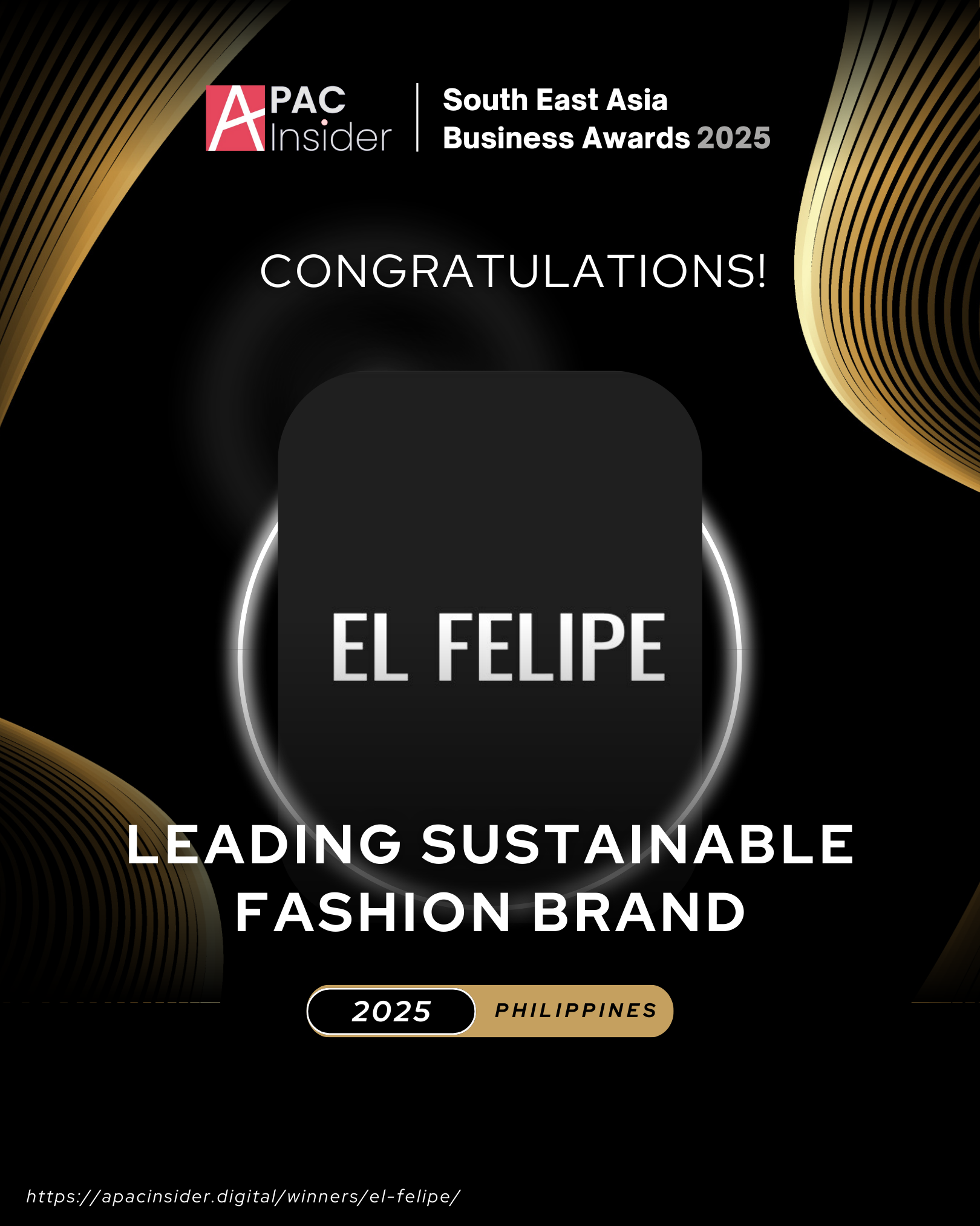 El Felipe Wins Leading Sustainable Fashion Brand 2025 – Philippines ...