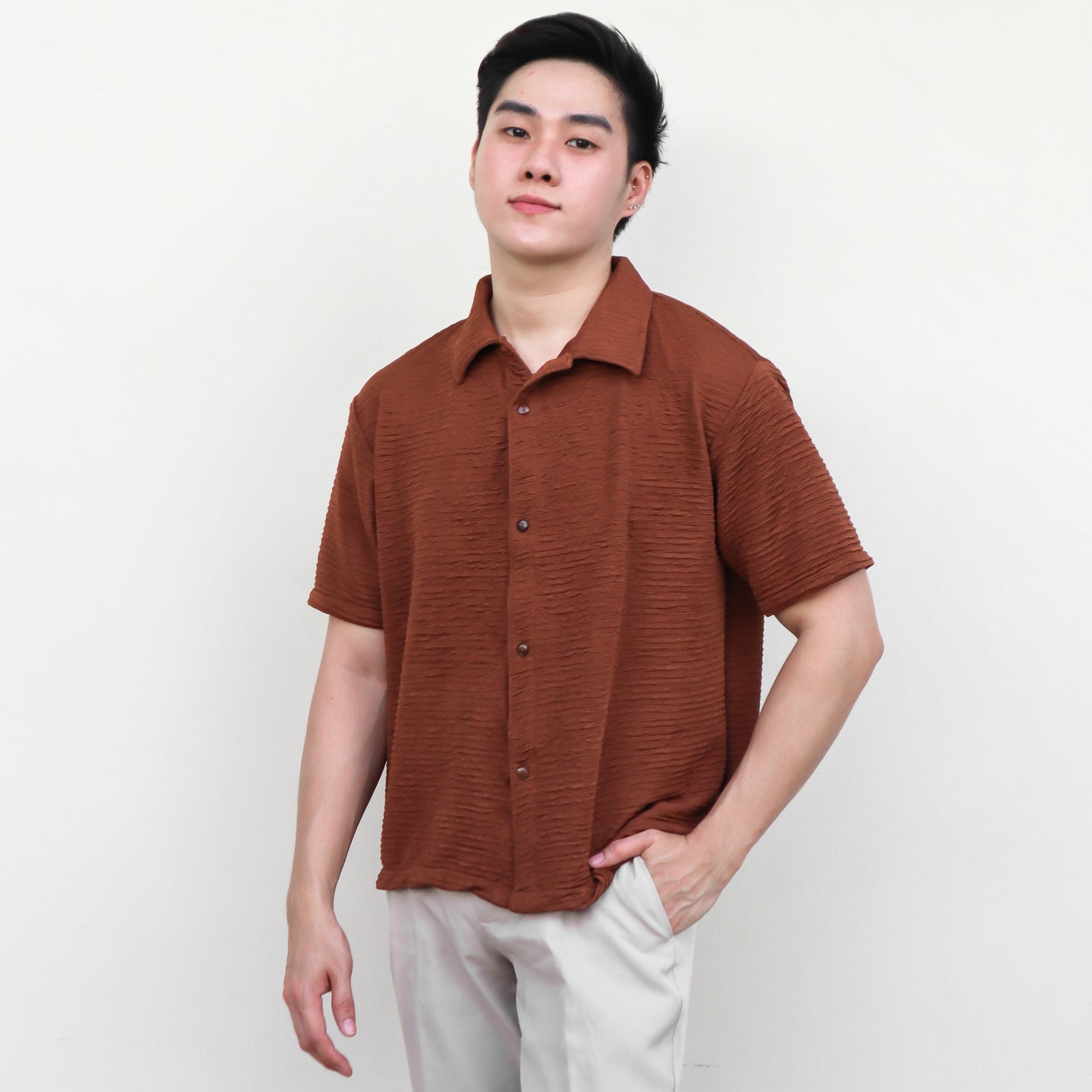 Ultra Boxy Cropped Polo - Victor (Dark Brown)