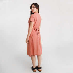 Ava Button Down String Dress - Peach