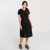 Ava Button Down String Dress - Black