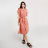 Ava Button Down String Dress - Peach