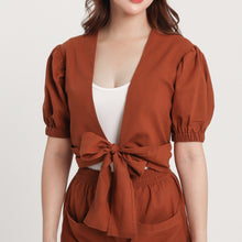 Load image into Gallery viewer, Linen Puff-Sleeve - Esmeralda (Rust)
