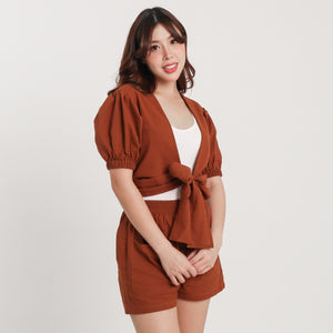Linen Puff-Sleeve - Esmeralda (Rust)
