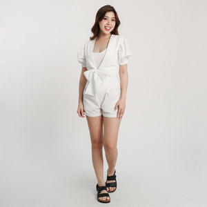 Linen Puff-Sleeve - Esmeralda (White)