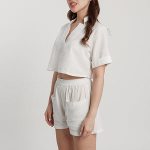 Linen V-neck - Aurora (White)