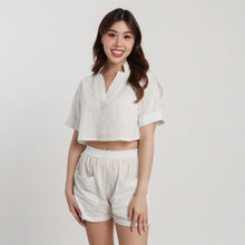 Load image into Gallery viewer, Linen Square Shorts - Viviana (White)
