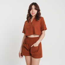 Load image into Gallery viewer, Linen Square Shorts - Viviana (Rust)
