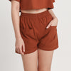 Linen Square Shorts - Viviana (Rust)
