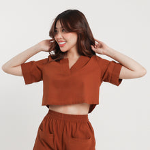 Load image into Gallery viewer, Linen V-neck - Aurora (Rust)
