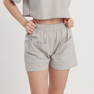 Linen Square Shorts - Viviana (Gray)