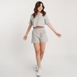 Linen Square Shorts - Viviana (Gray)