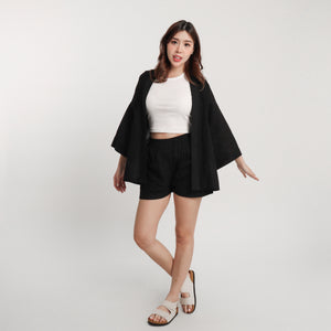 Linen Square Shorts - Viviana (Black)