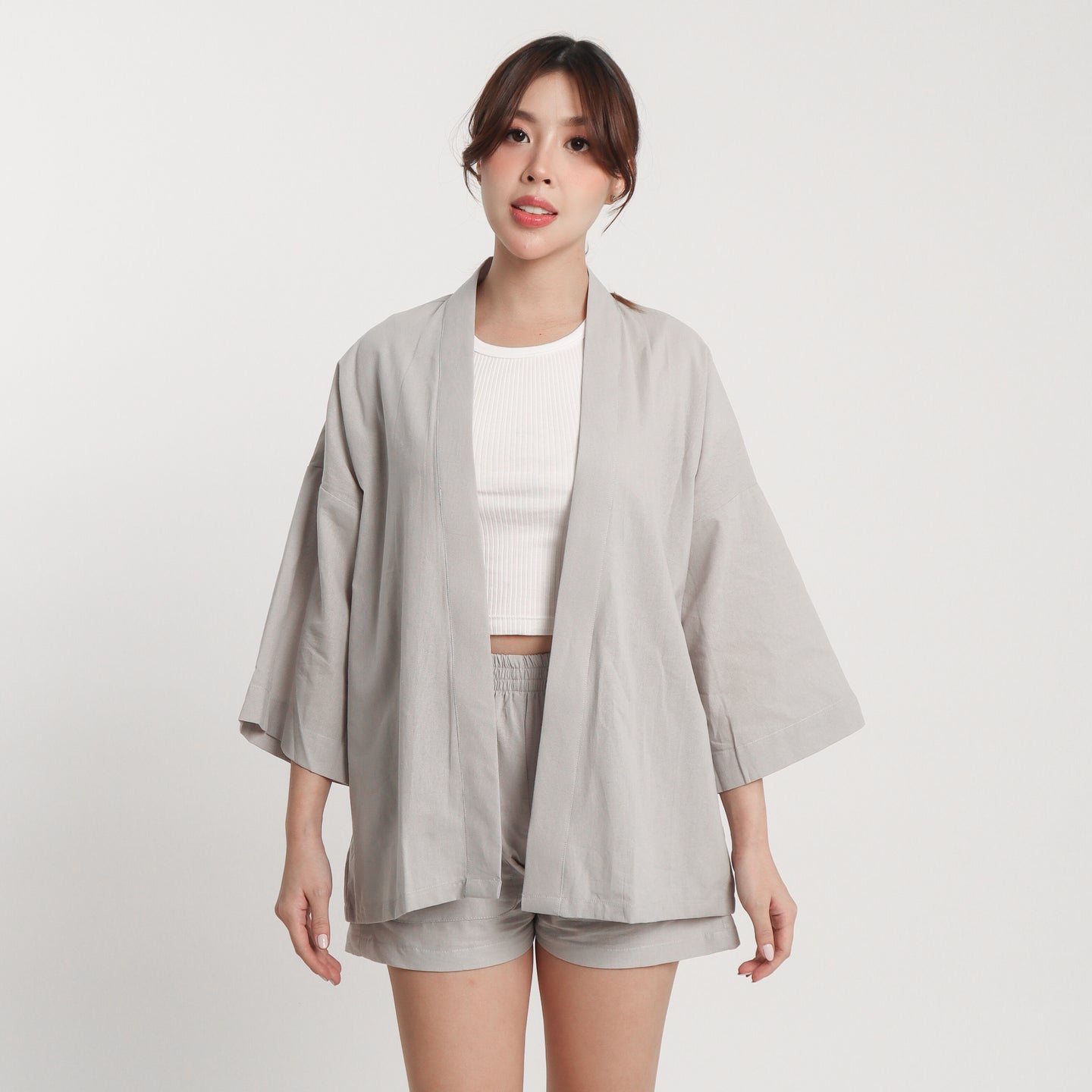 Linen Kimono - Blanca (Gray)