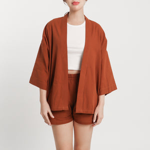 Linen Kimono - Blanca (Rust)