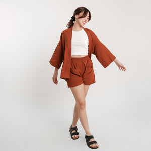 Linen Kimono - Blanca (Rust)