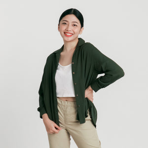 Soft Long Sleeves Blouse - Army Green