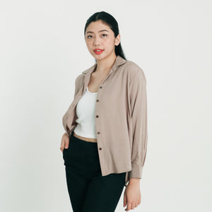 Soft Long Sleeves Blouse - Taupe